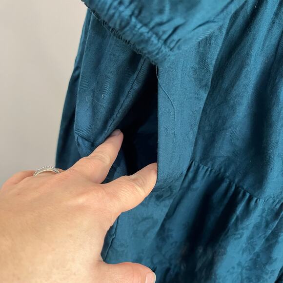 Universal Thread Cotton Tiered Puff Sleeve Mini Dress Blue Teal Boho Small - Picture 7 of 8